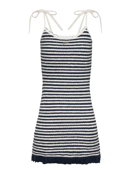 Tommy Jeans Rochie tricotat albastru marin / murdar alb