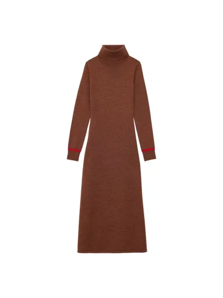Golf sukienka Ines De La Fressange Paris garniturowa wełniana brązowa