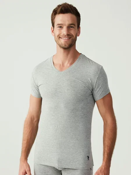 Меланжевая футболка U.s. Polo из модала серая