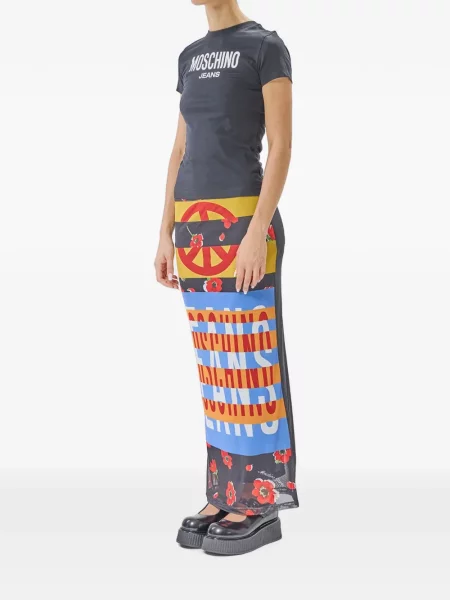 Φούστα τζιν Moschino Jeans με σχέδιο από τούλι μαύρο