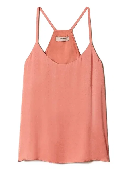 Top Twinset cu buline din jacard roz