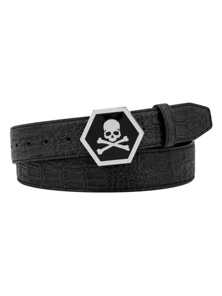 Pasek Philipp Plein skórzany czarny