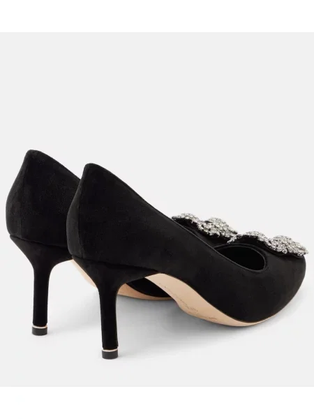 Salonarji Manolo Blahnik iz rebrastega žameta črna