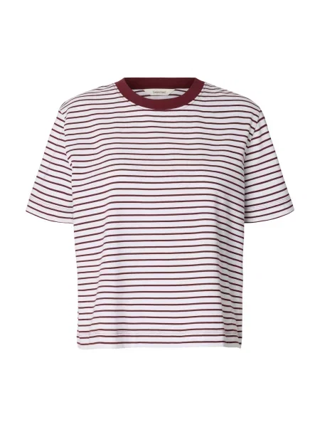 SELECTED Tricou SLFEssential roșu merlot alb
