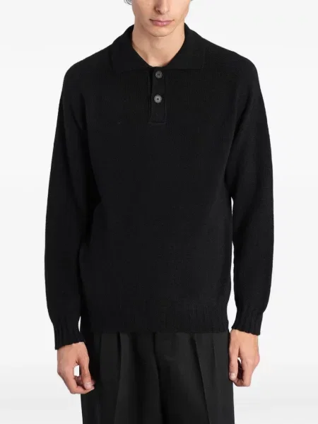 Lung tricou polo Tagliatore tricotate negru