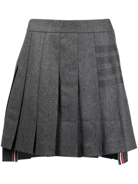 Fusta plisata Thom Browne cu dungi plisată gri