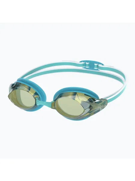 Speedo Vanquisher Mirrored ochelari de înot pentru femei buton bachelor/celeste/gold mirror auriu
