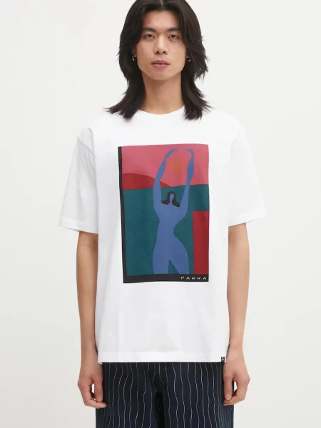By Parra t-shirt Protect the sun z nadrukiem biały