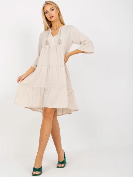Rochie Fashionhunters cu volane de costum bej