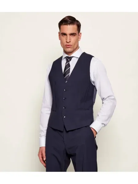 BOSS BLACK Vestă | Tailored slim negru