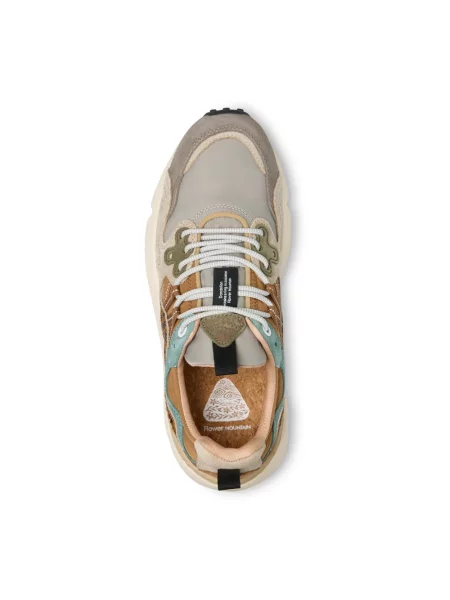 Sneakersy Flower Mountain w kwiatki skórzane beżowe
