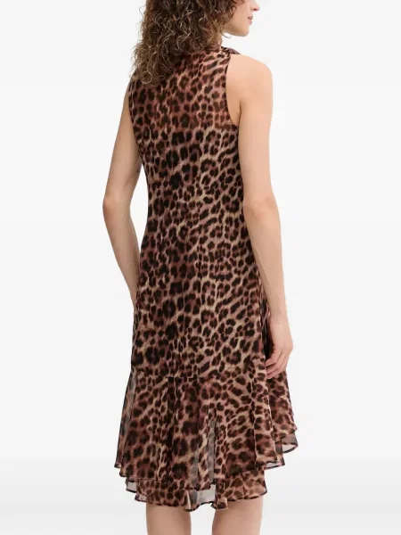 Rochie mini Dkny cu volane de costum maro