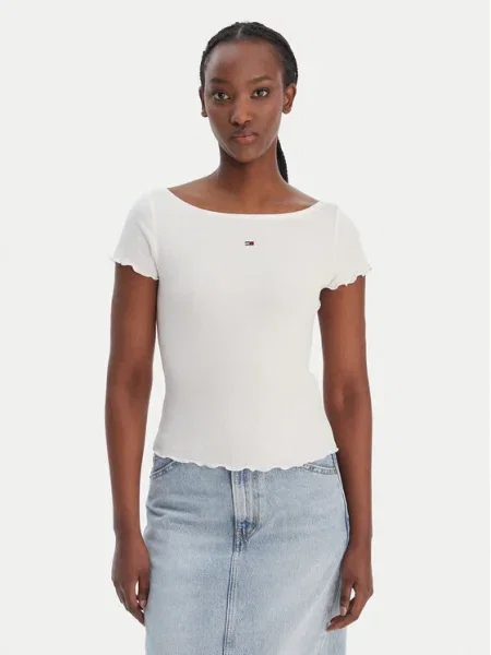 Tommy Jeans Tricou Lettuce Edge Écru