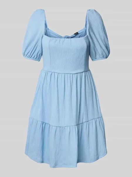 Sukienka mini z efektem stopniowania i prostokątnym dekoltem Gina Tricot błękitna