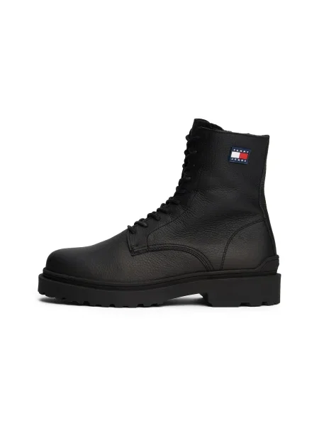 Šnurovacie čipkované čižmy Tommy Jeans čierna