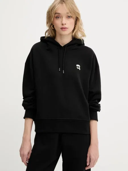 Karl Lagerfeld bluza z kapturem melanżowa czarny