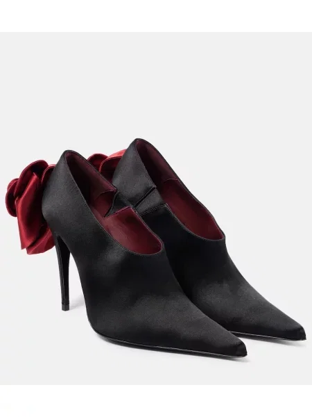 Pantofi cu toc Magda Butrym din satin cu model floral negru