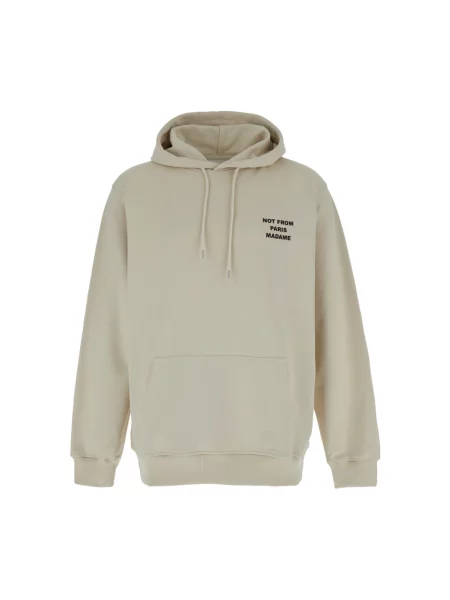 Drole de Monsieur Bluzy Mężczyzna XL Bluza z Kapturem z Napisem beżowy