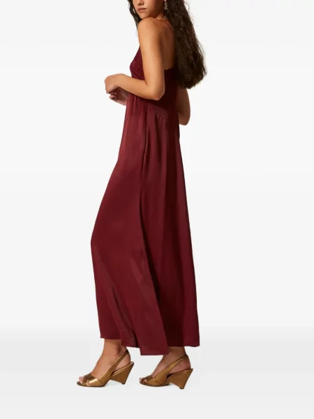 Lung rochie Twinset cu broderie din satin roșu