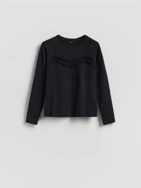 Reserved Bluză cu detaliu decorativ negru