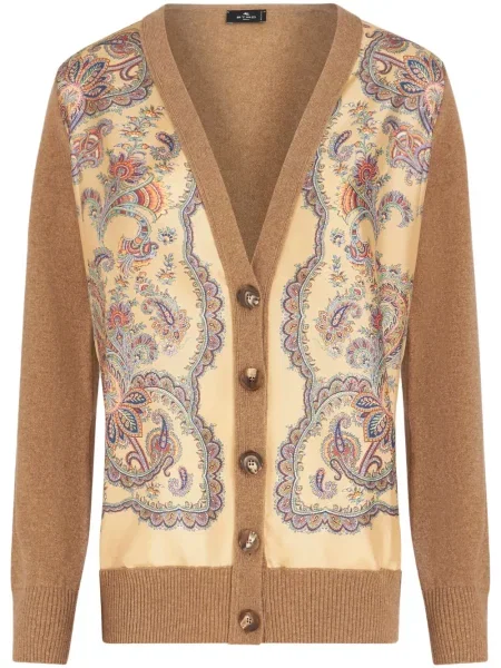 Cardigan Etro cu model floral cu imagine maro