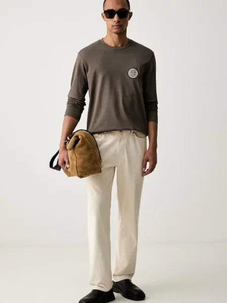 Tricou cu mânecă lungă Armani Exchange bej
