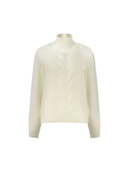 Sweter K-way z wysokim kołnierzem z długim rękawem biały