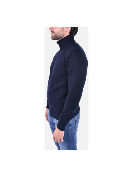 Sweter z golfem Kangra wełniany do golfa niebieski