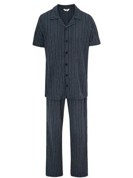 Dagi Dolga pižama nebeško modra črna