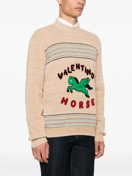 Pulover Valentino Garavani cu broderie cu dungi