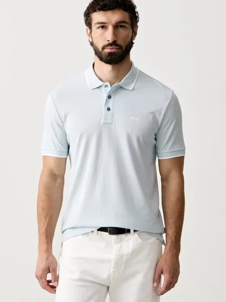 BOSS Tricou Parlay pastel albastru