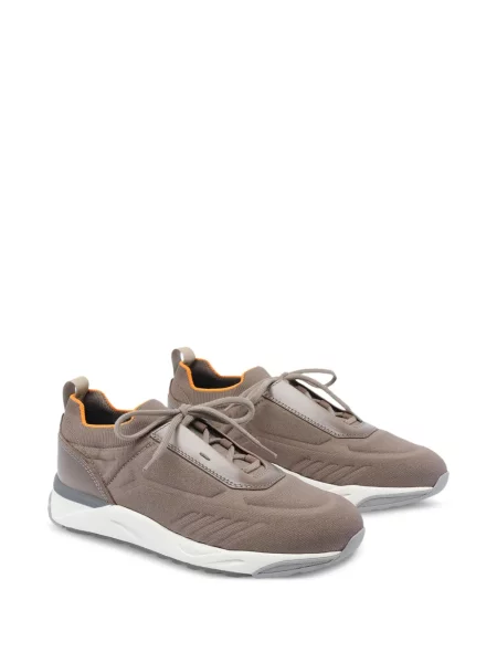 Dzianinowe sneakersy Santoni sznurowane brązowe