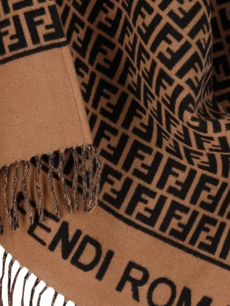 Jacquard pončo Fendi na rese smeđa