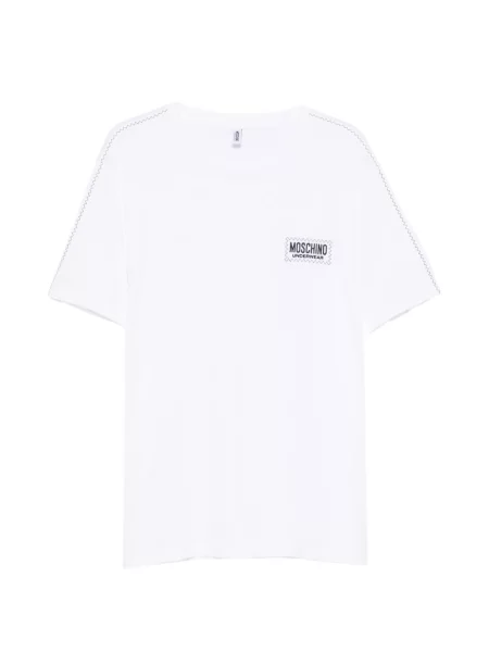 Tricou Moschino cu broderie alb