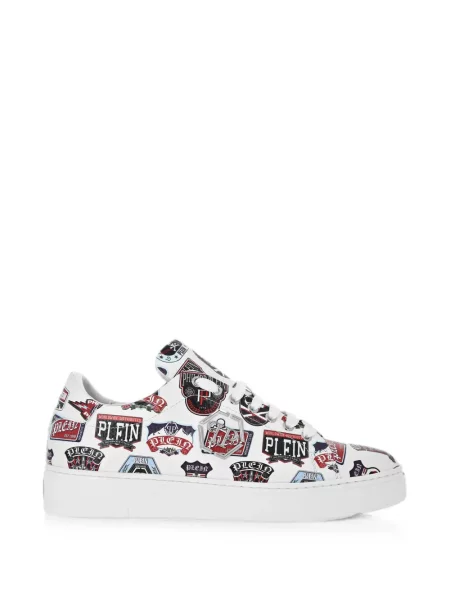 Sneakerși Philipp Plein cu petice alb