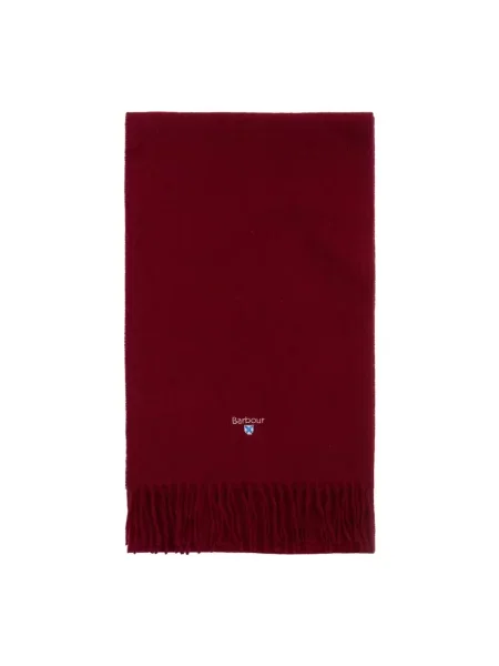 Barbour szalik wełniany gładki czerwony