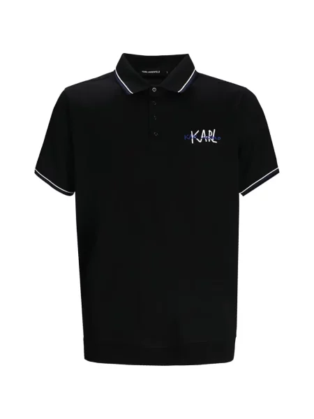 Tricou polo Karl Lagerfeld cu autograf negru