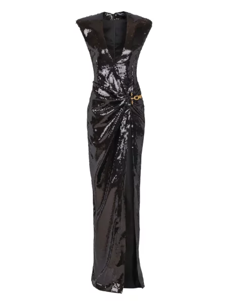 Rochie Balmain cu paiete drapată de costum negru