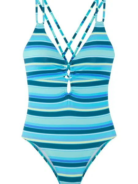 S.Oliver Costum de baie întreg albastru / turcoaz / albastru aqua alb