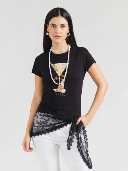 GUESS Tricou LEOPARDTINI bej / maro deschis negru