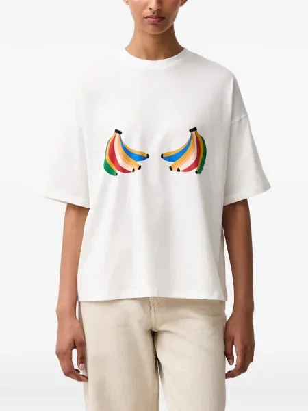 Tricou Never Fully Dressed cu imagine alb