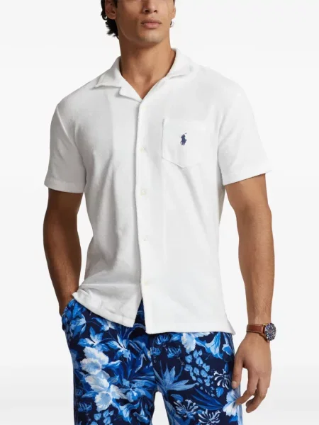 Хавлиени препасан карирана риза Polo Ralph Lauren синьо