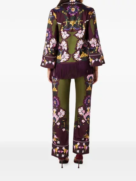Pantaloni Borgo De Nor cu model floral cu imagine verde