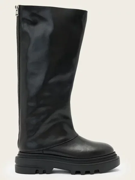 AllSaints ghete de piele Maxie Boot cu platforma negru