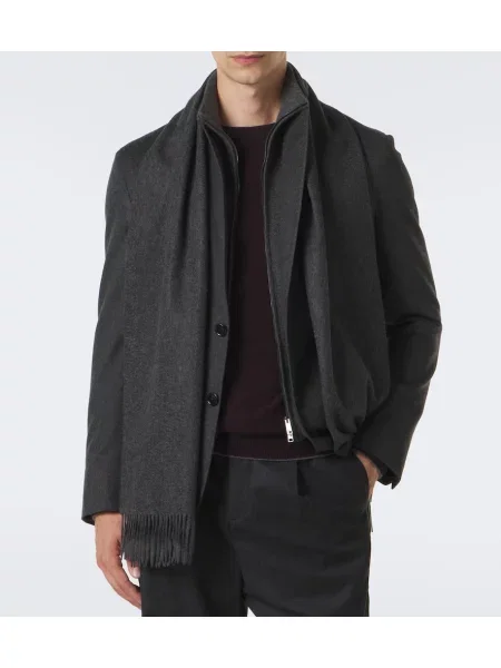 Kašmírový šál Zegna so strapcami sivá
