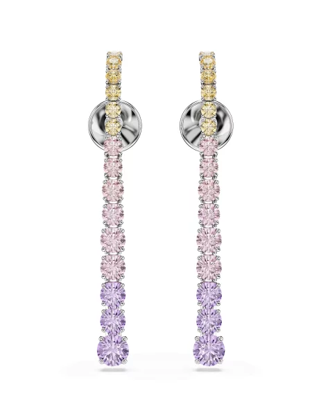 Swarovski Uhani / sivka / roza / srebrna rumena