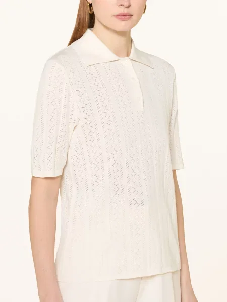 Selected Femme Pletené Polo Tričko krémová