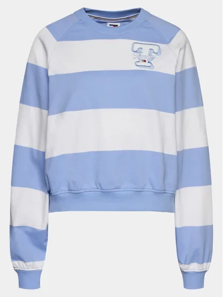 Tommy Jeans Bluză Letterman albastru