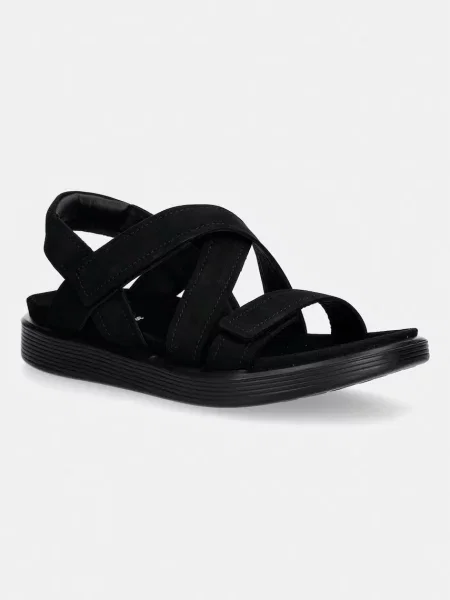 Sandali iz semiša Ecco Soft Sandal W črna