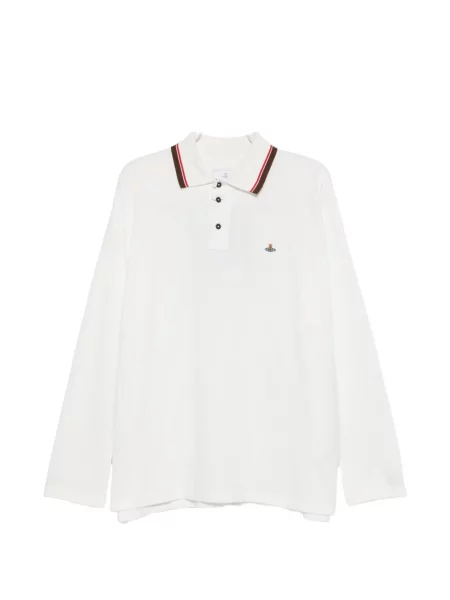 Tricou polo Vivienne Westwood cu broderie alb